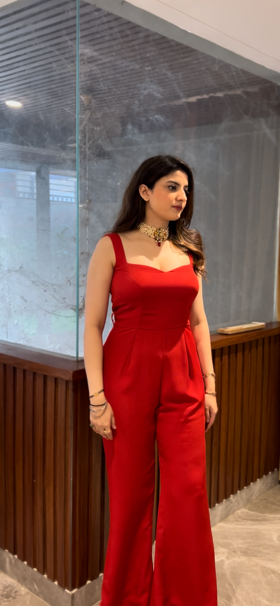 Red jumpsuit set