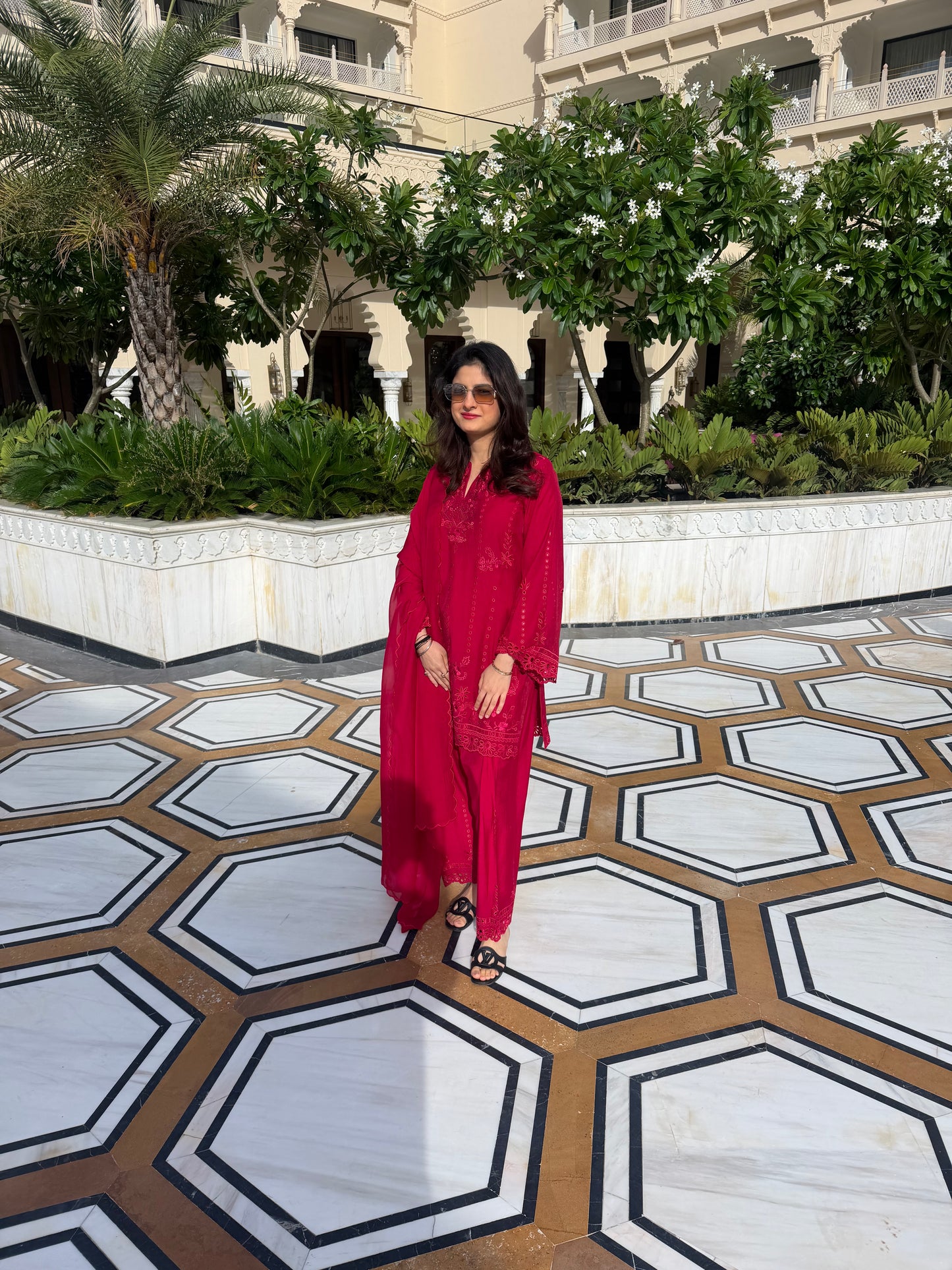 Pink cutwork suit