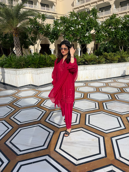 Pink cutwork suit