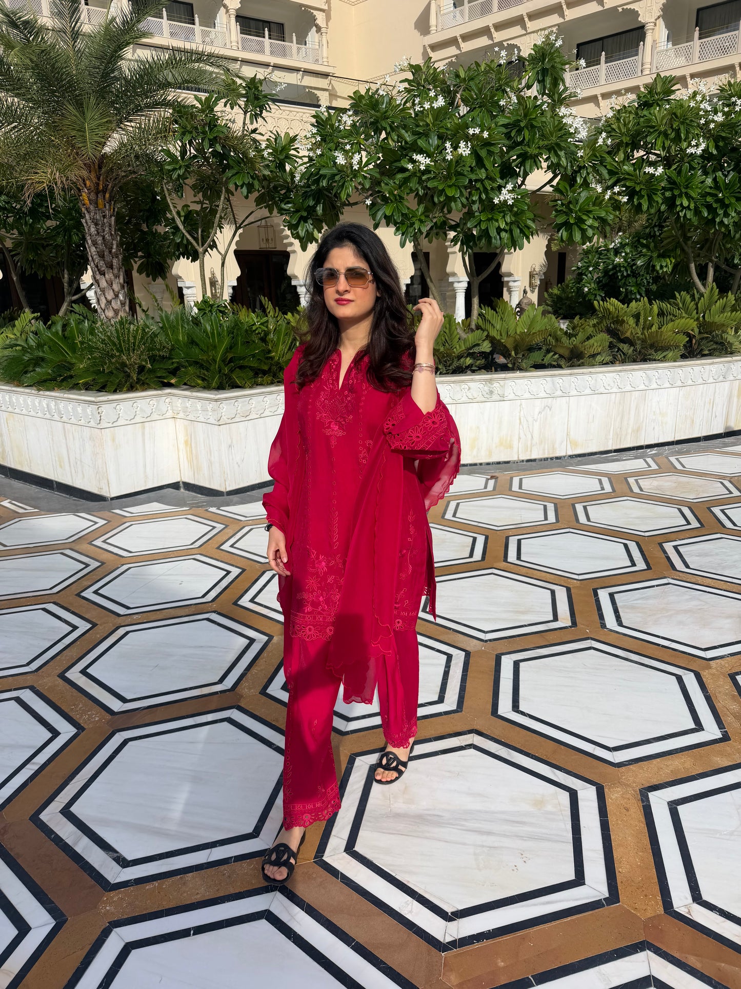 Pink cutwork suit