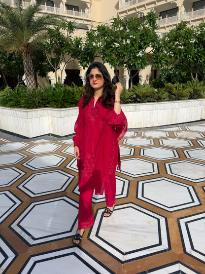 Pink cutwork suit