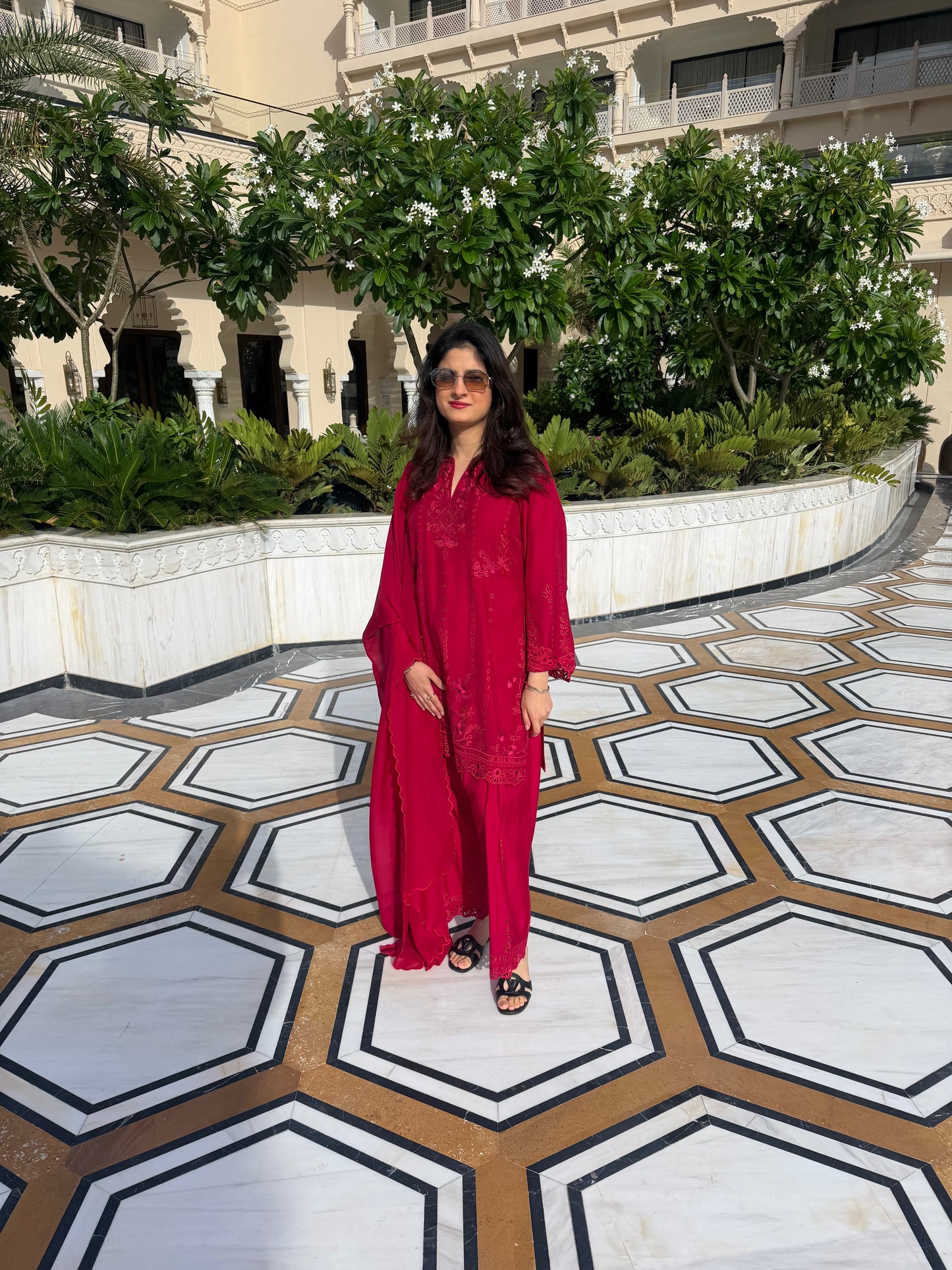 Pink cutwork suit