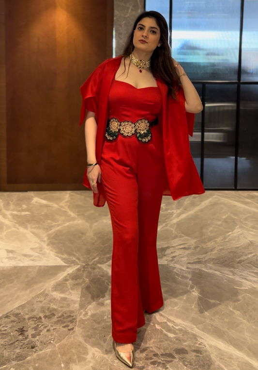Red jumpsuit set