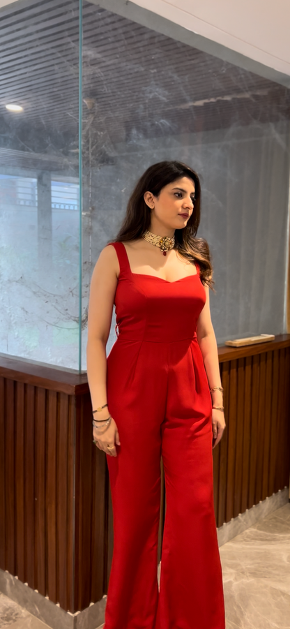 Red jumpsuit set